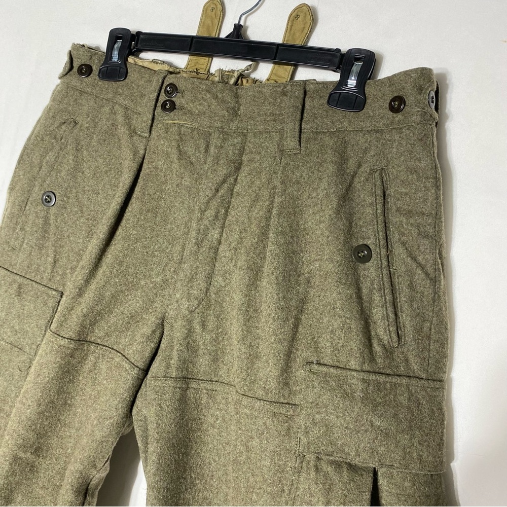 Vintage German Military Army Green Cargo Style Thick Wool Pants 32X27 Militaria - Picture 10 of 14